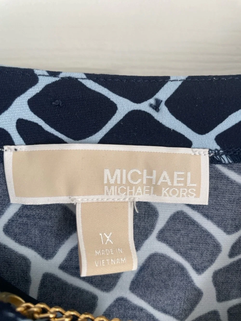 Michael Kors Navy & Light Blue Lace-Up Geometric Tunic